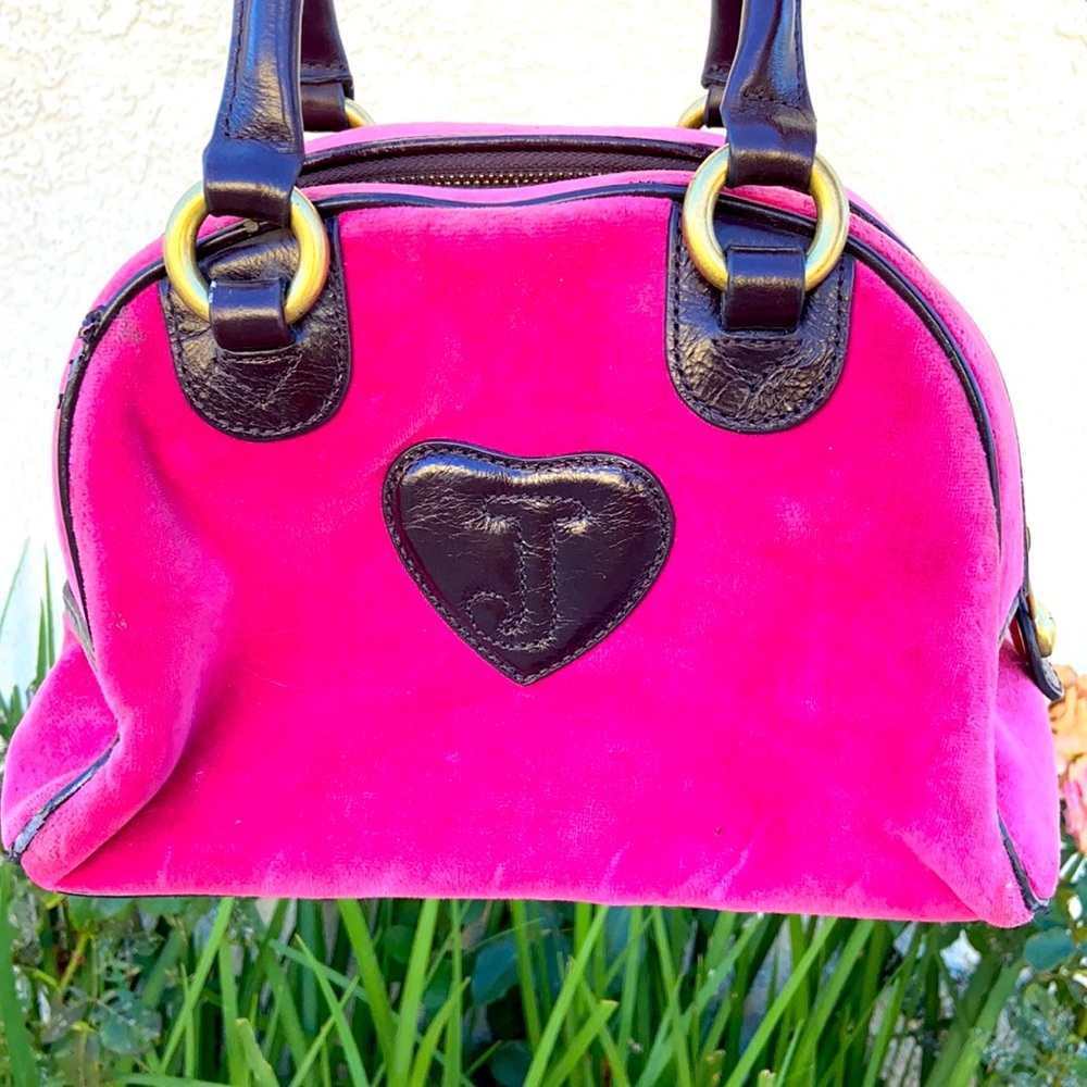 Juicy Couture Y2K PINK Velour REGAL COUTURE Bowler Bag RARE VINTAGE 2000’s - Picture 5 of 16